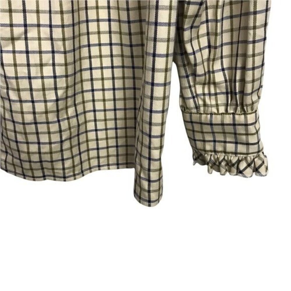Barbour by Alexa Chung Bella Plaid Tie Neck Blouse Approx Size US 14 Runs Big - Picture 9 of 10